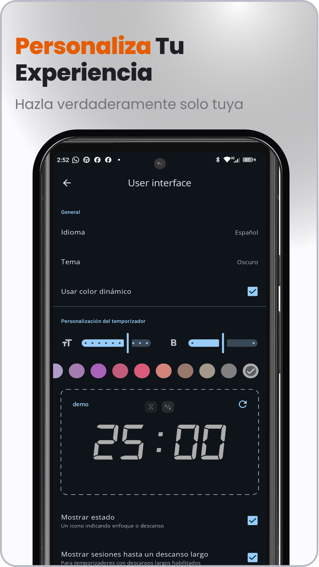 Captura de Focusly: Temporizador Pomodoro